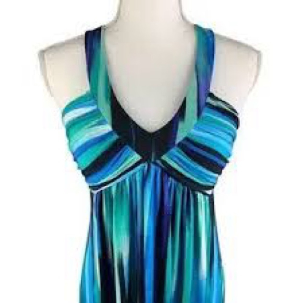Calvin Klein Striped Dress in Blue and Green